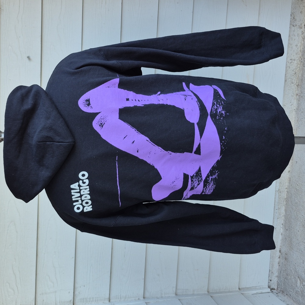OLIVIA RODRIGO Spill Ur Guts Tour Black Full Zip Cotton Blend Sz L Hoodie Jacket